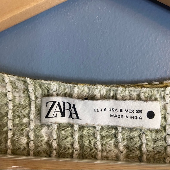 Zara Green Boho Print Quilted Tunic Mini Dress - Picture 4 of 10